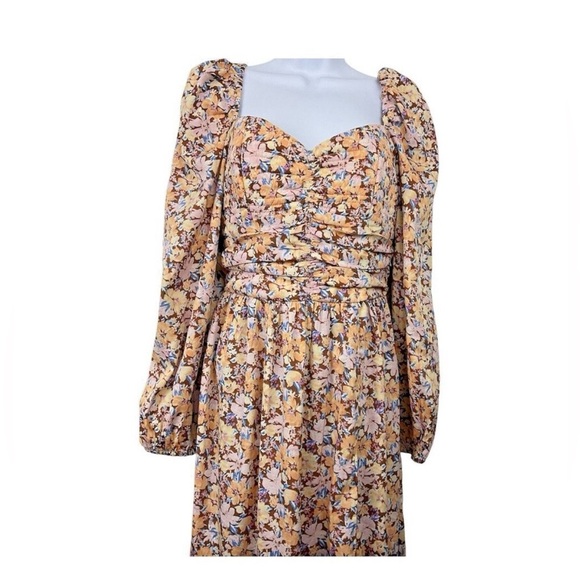 Band of the Free Floral Bohemian Boho Long Sleeve Midi Dress XS - Picture 4 of 16